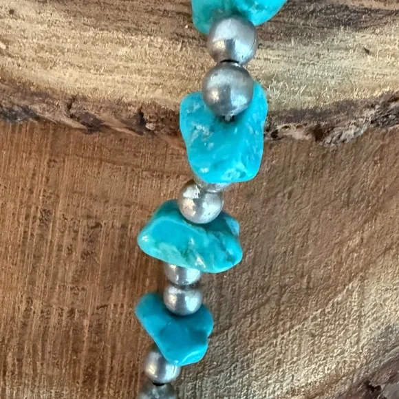 Native American Style Turquoise and Sterling Silver Necklace - Picture 5 of 11